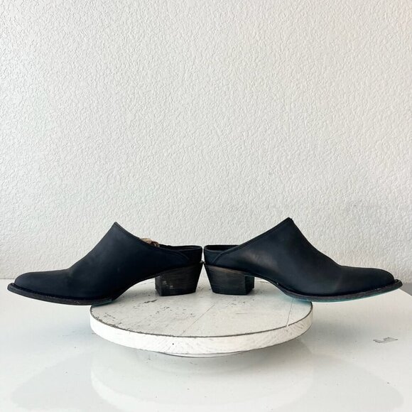 Lane Plain Jane Mule Womens 10 Black Cowboy Boots Short Western Cowgirl Slip Ons - Picture 7 of 11